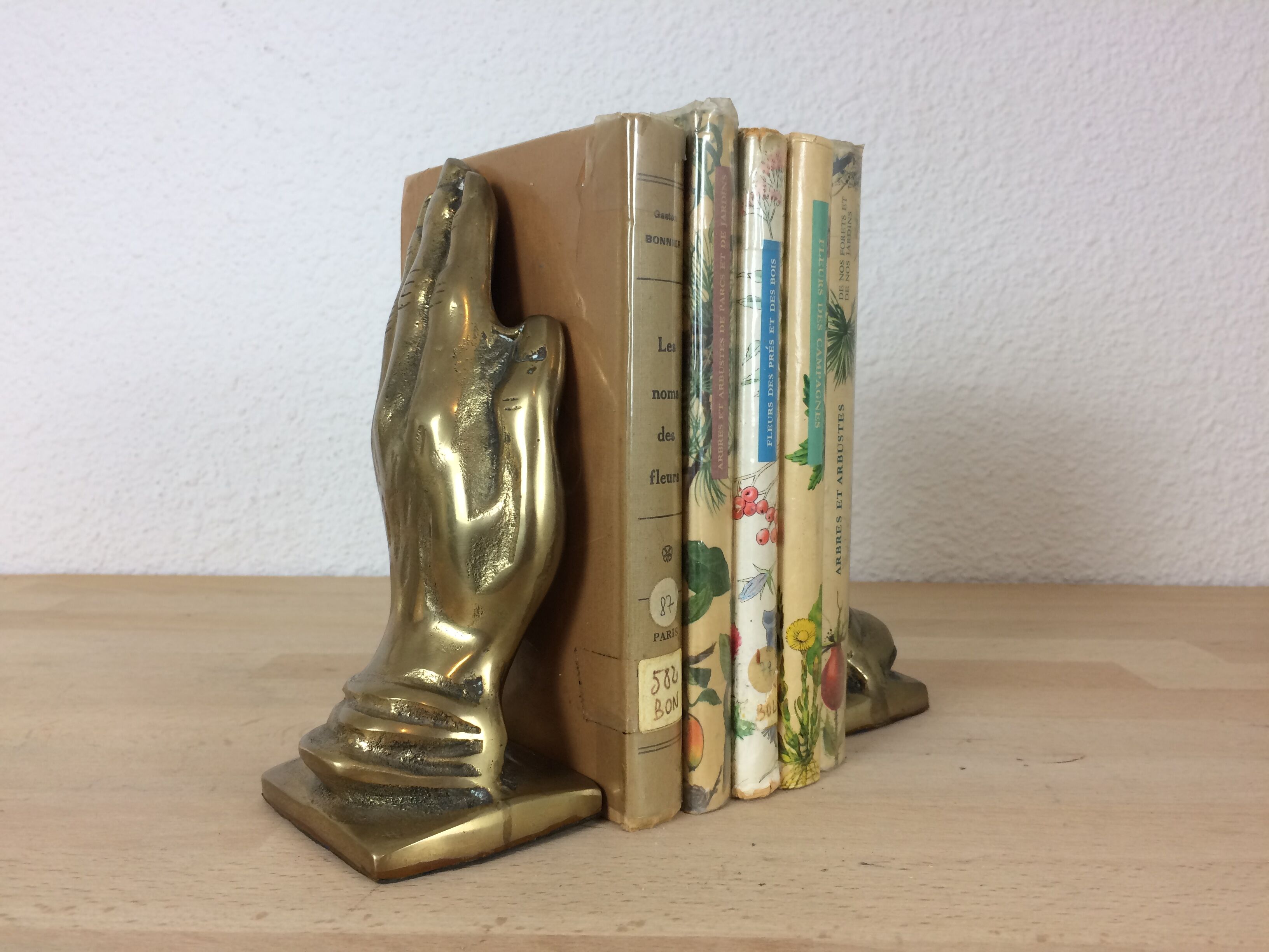 Brass hand bookends