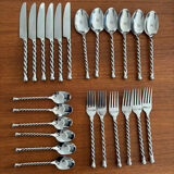 Stainless steel cutlery set with twisted handles – Design cutlery set