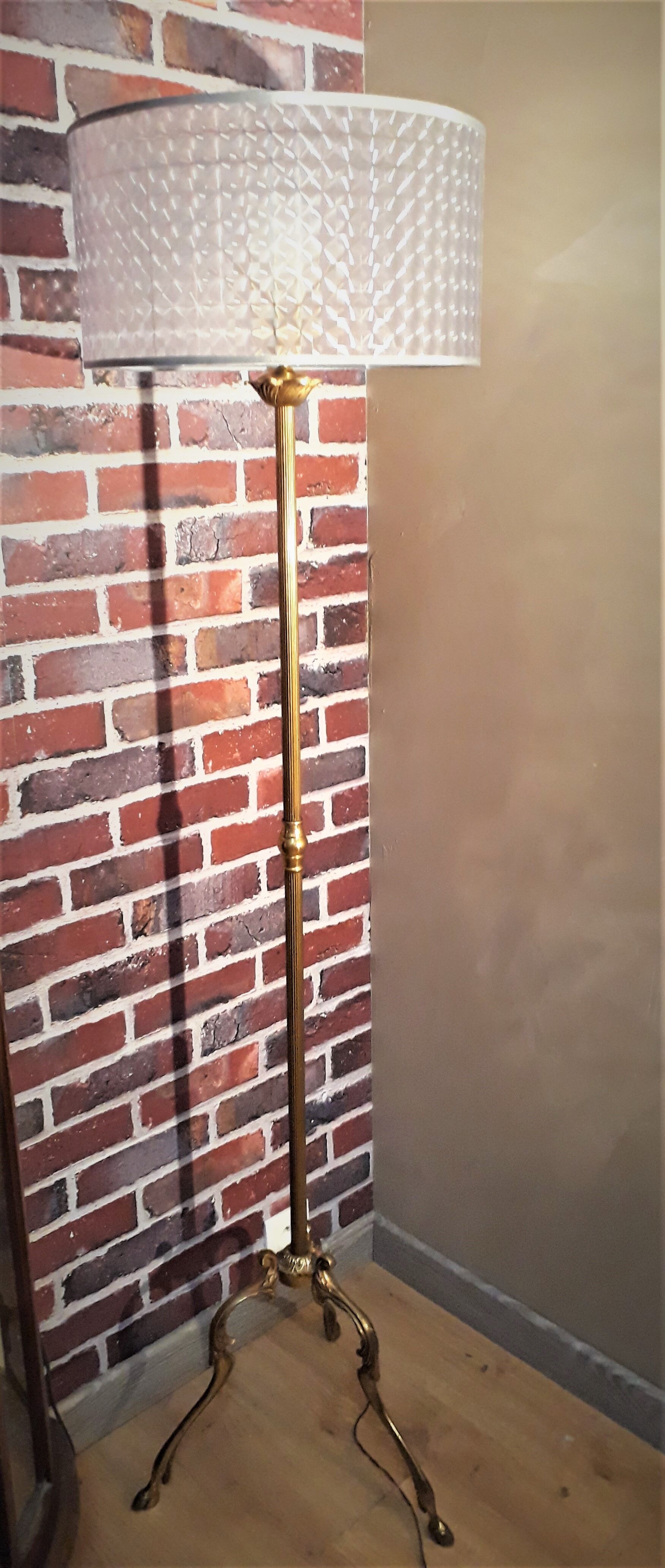 floor lamp bronze1960 a70 foot bronze label paris state very correct abatjour 38x20cm sending possible