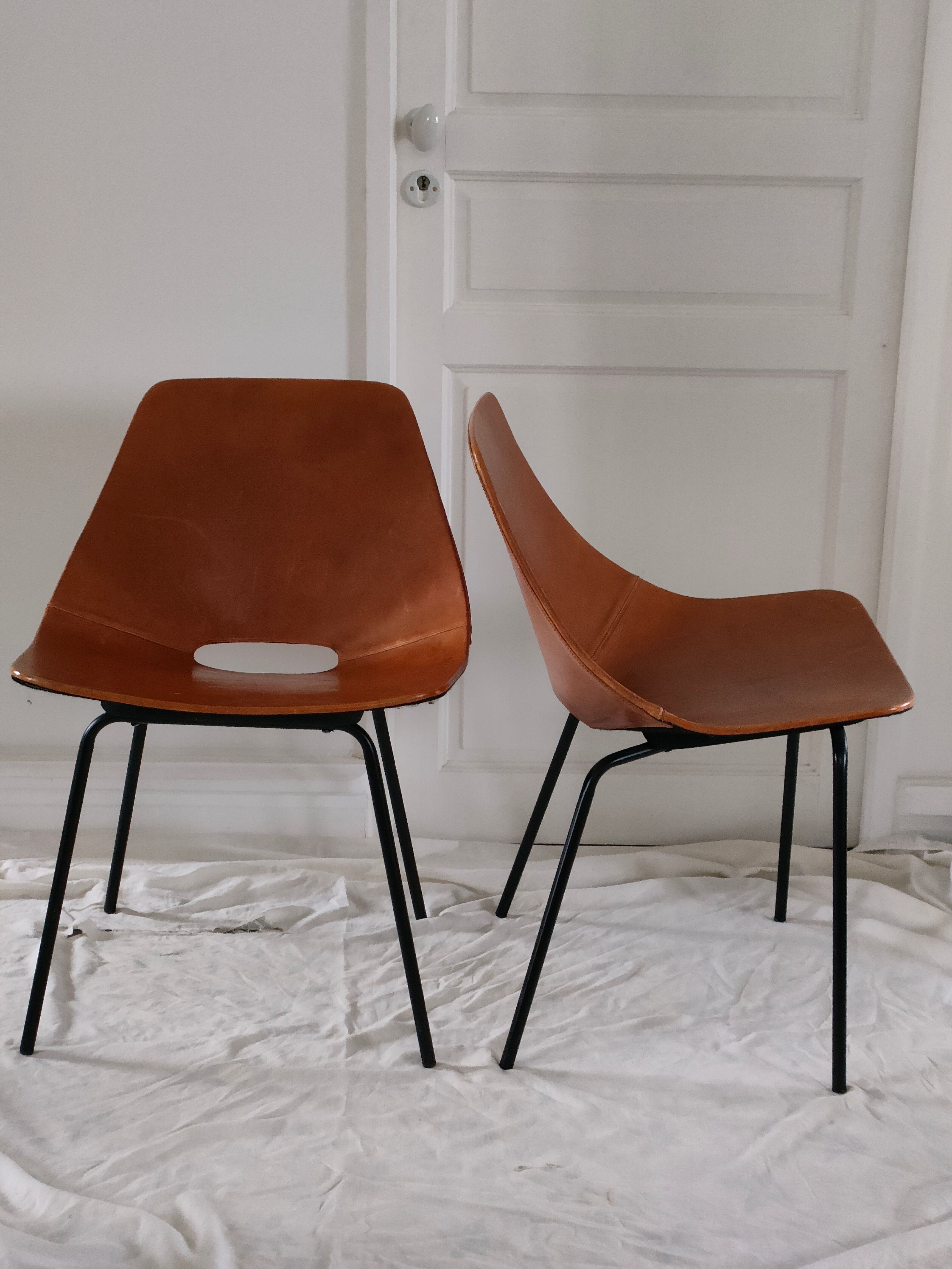 Pair of chairs Amsterdam by Pierre Guariche, recent "House of the World" reissue