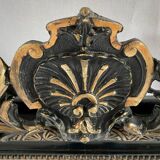Miroir Napoleon III, noir et or avec fronton 75x112cm