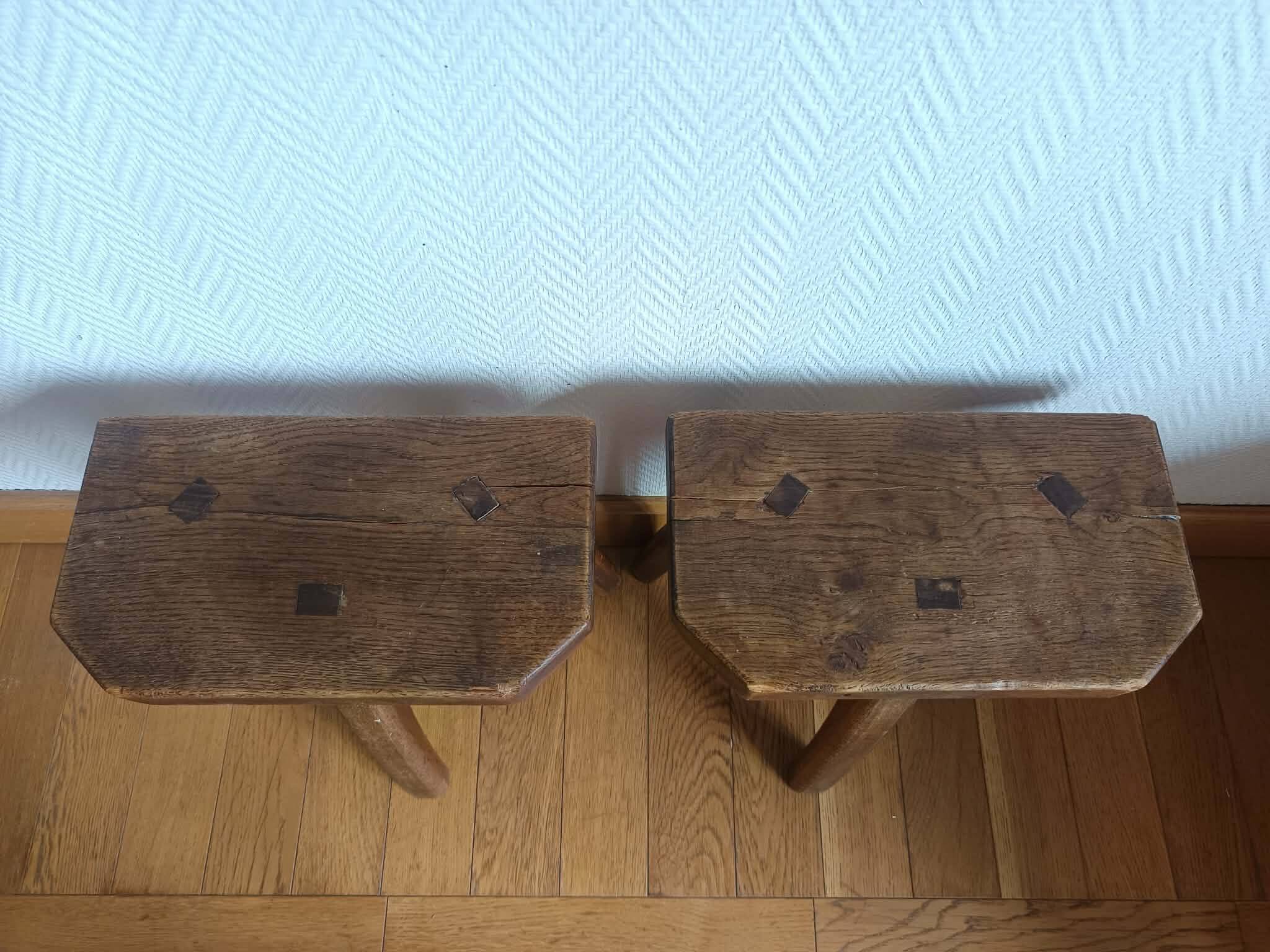 Pair of vintage brutalist stools