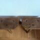Pair of vintage brutalist stools