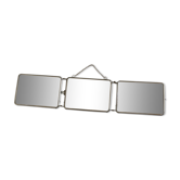 Miroir de barbier triptyque à l'italienne horizontal 1960 L69cm