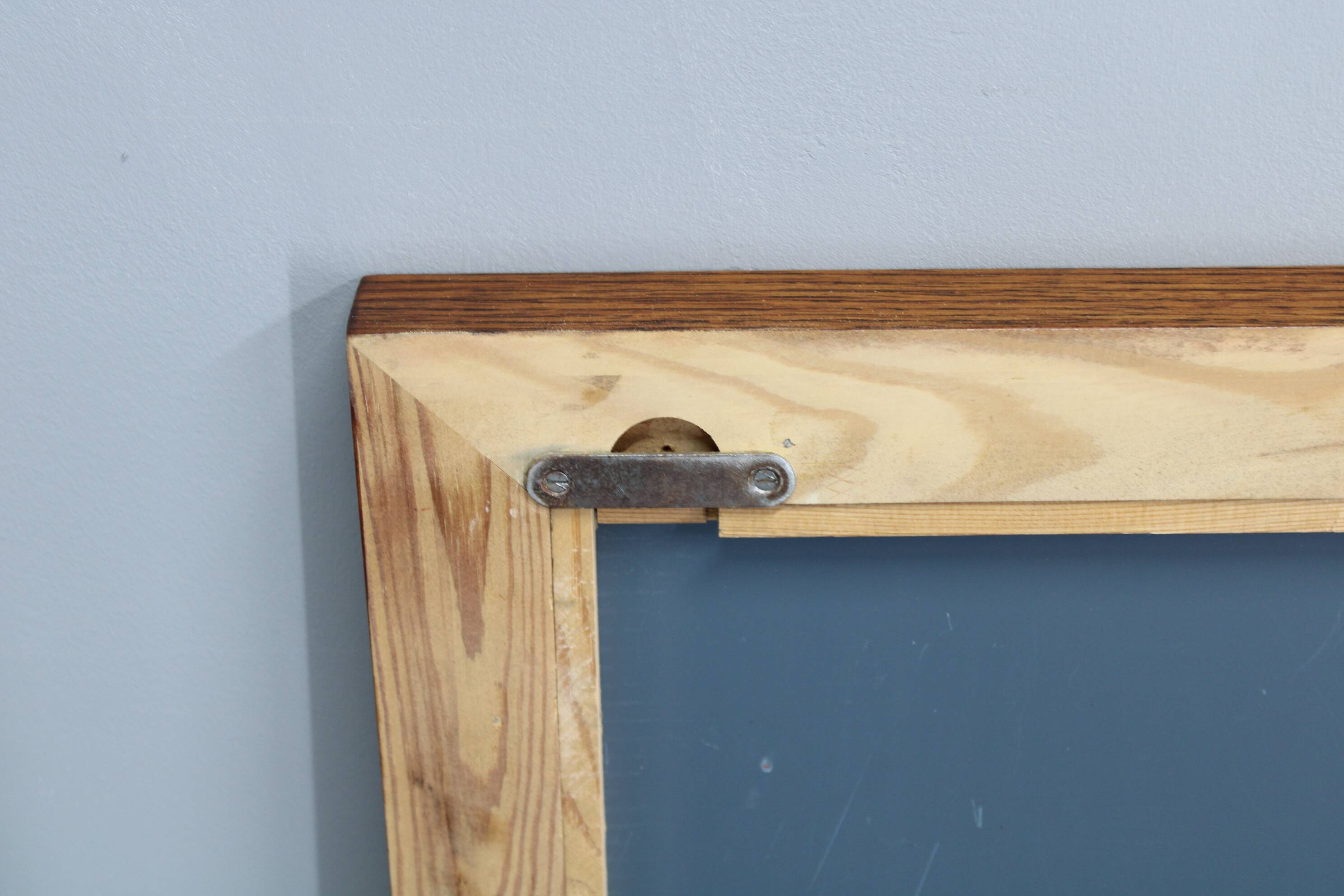 1970s Pair of Oak Large Square Mirrors, Czechoslovakia