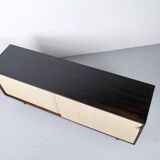 Enfilade florence knoll model 116 wood leather and raffia 1960