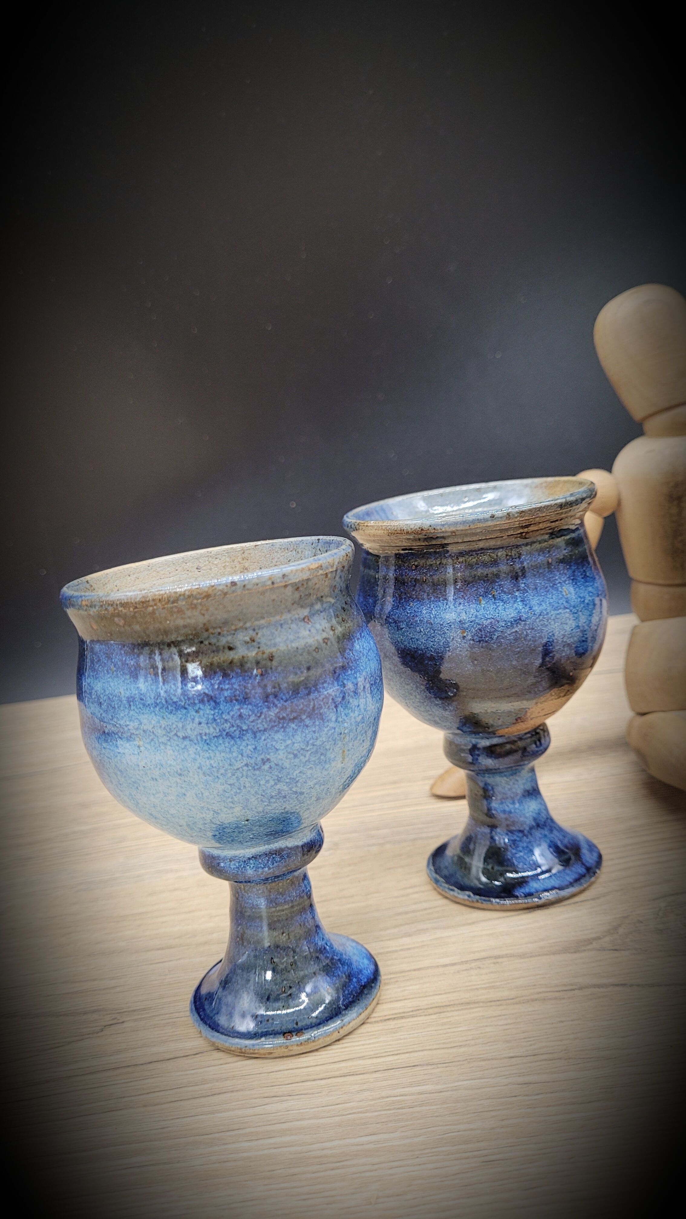 Set 4 blue sandstone cups