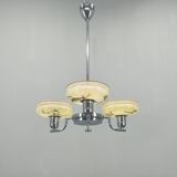 Art Deco Chandelier by Napako, Chrome & Marble Glass, 1930s