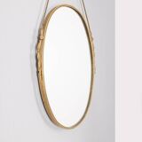 50s vintage wall mirror in brass decorated italian design