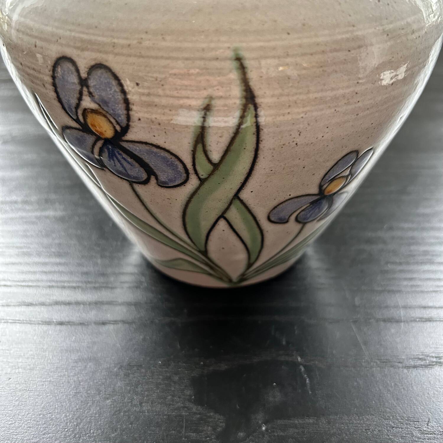 Vase with flowers and iris decor