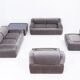 Italian living room set with two sofas, two armchairs and coffee table, 1970