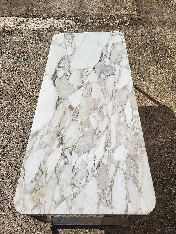 Marble and stainless steel coffee table