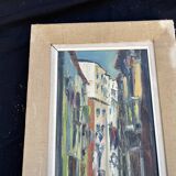 Signed Impressionist painting – Busy street scene