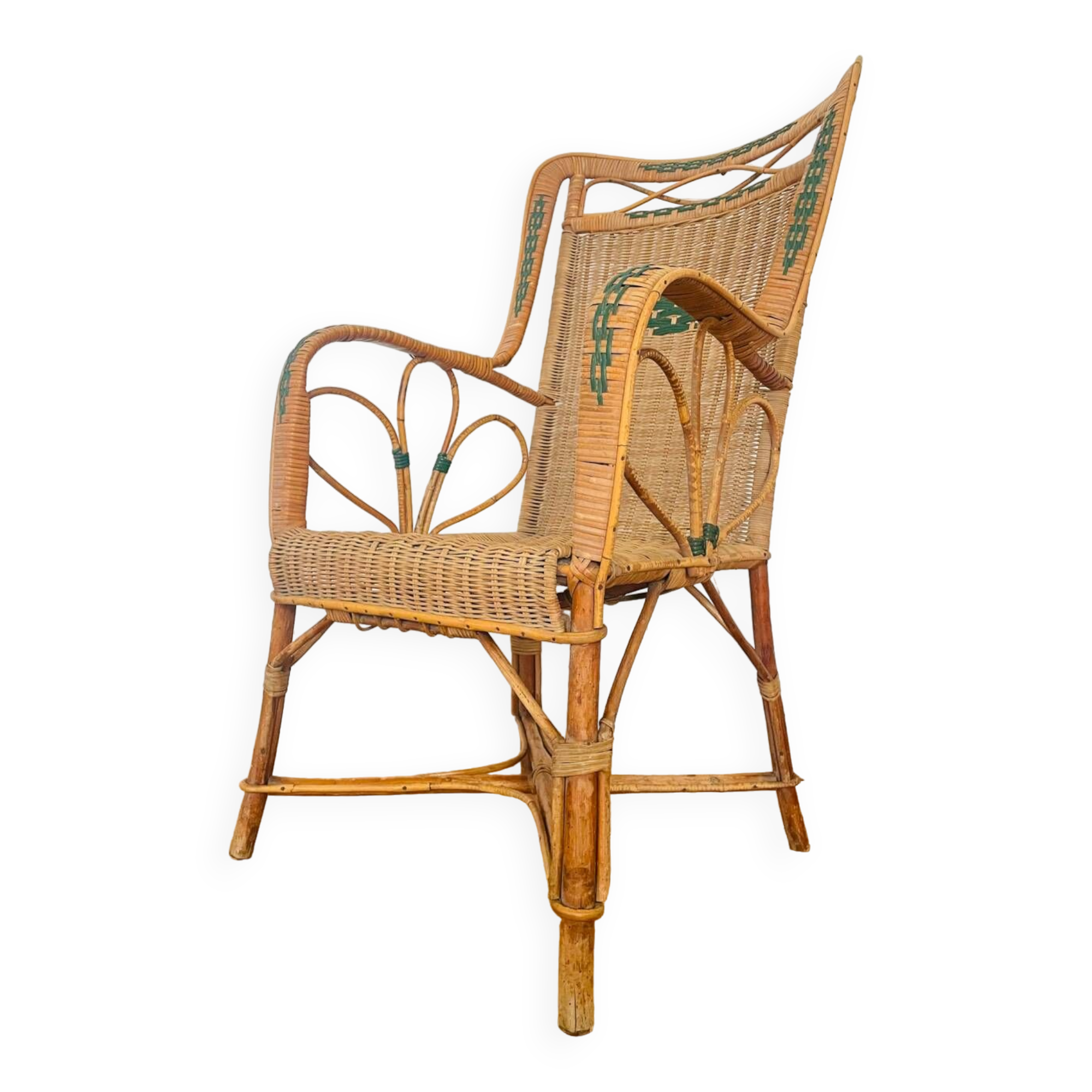Fauteuil en rotin osier, 1950