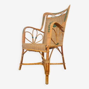 Wicker rattan armchair, 1950