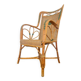 Wicker rattan armchair, 1950