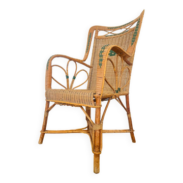 Fauteuil en rotin osier, 1950