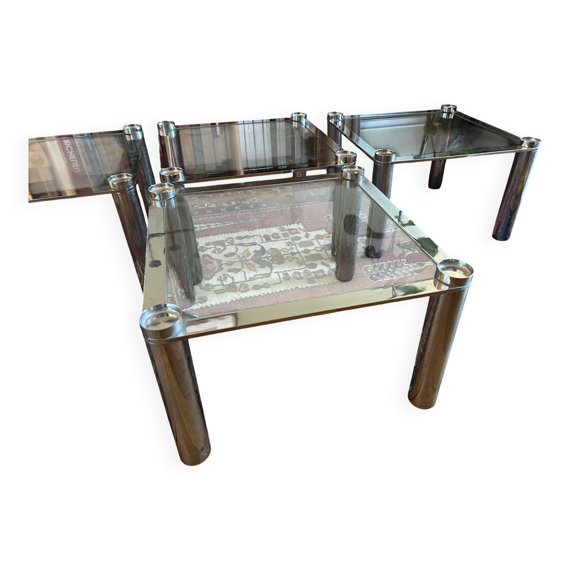 Glass and chrome coffee tables