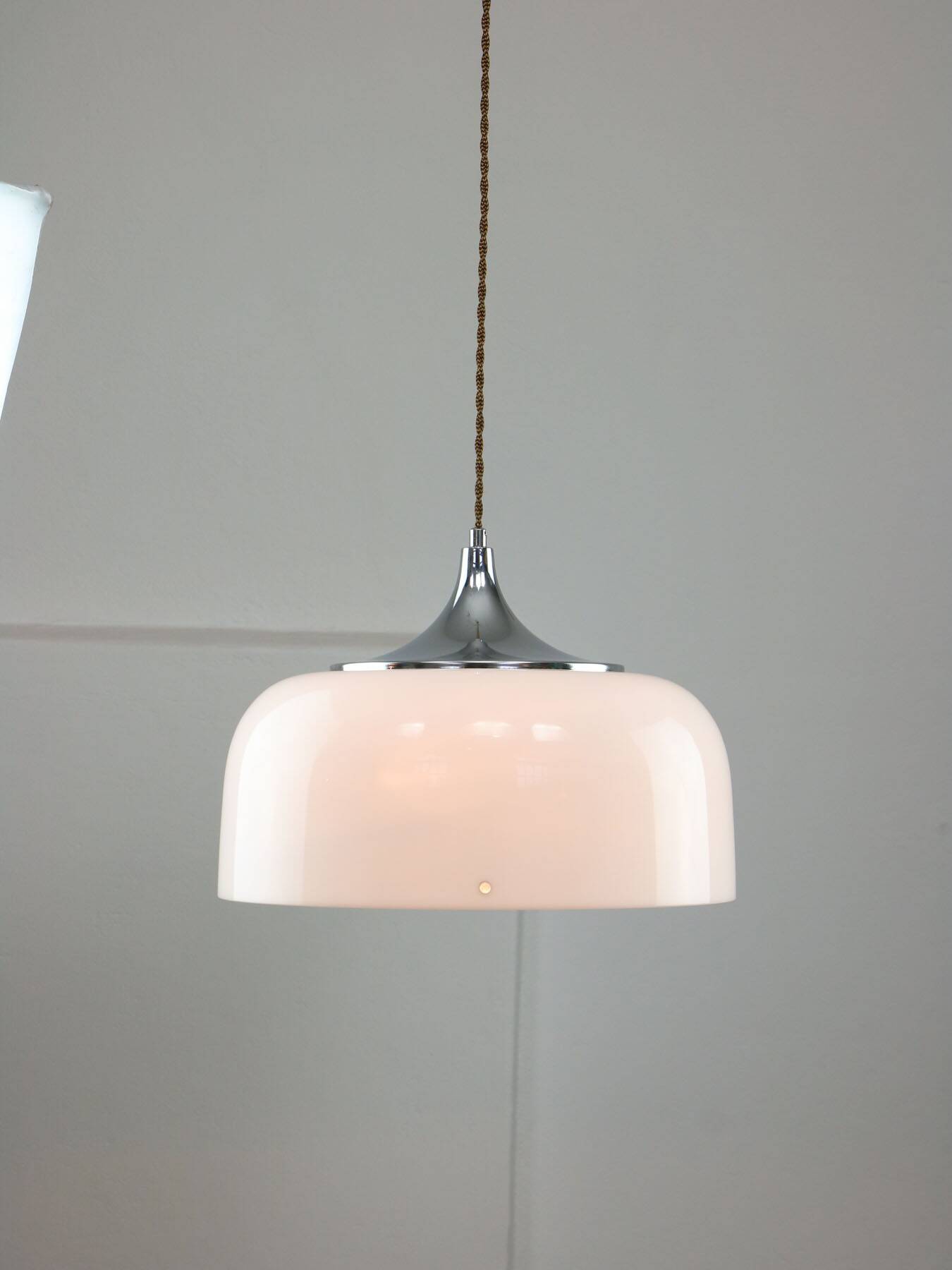 Space Age White Pendant Lamp from Guzzini, 1960s