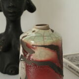 Polychrome raku vase