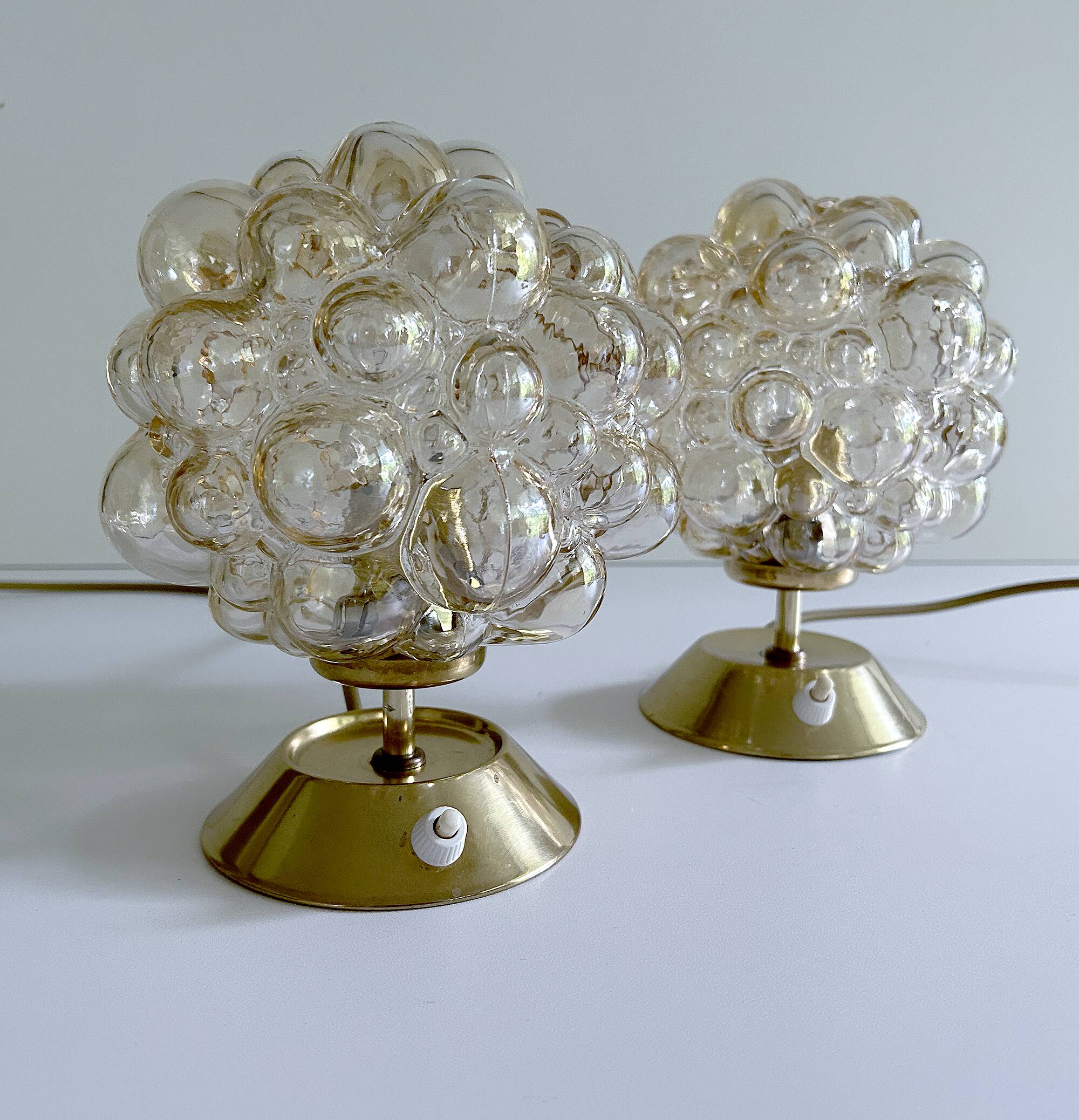 Pair of Limburg Bubble Glass Lamps