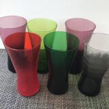 6 large colored glasses