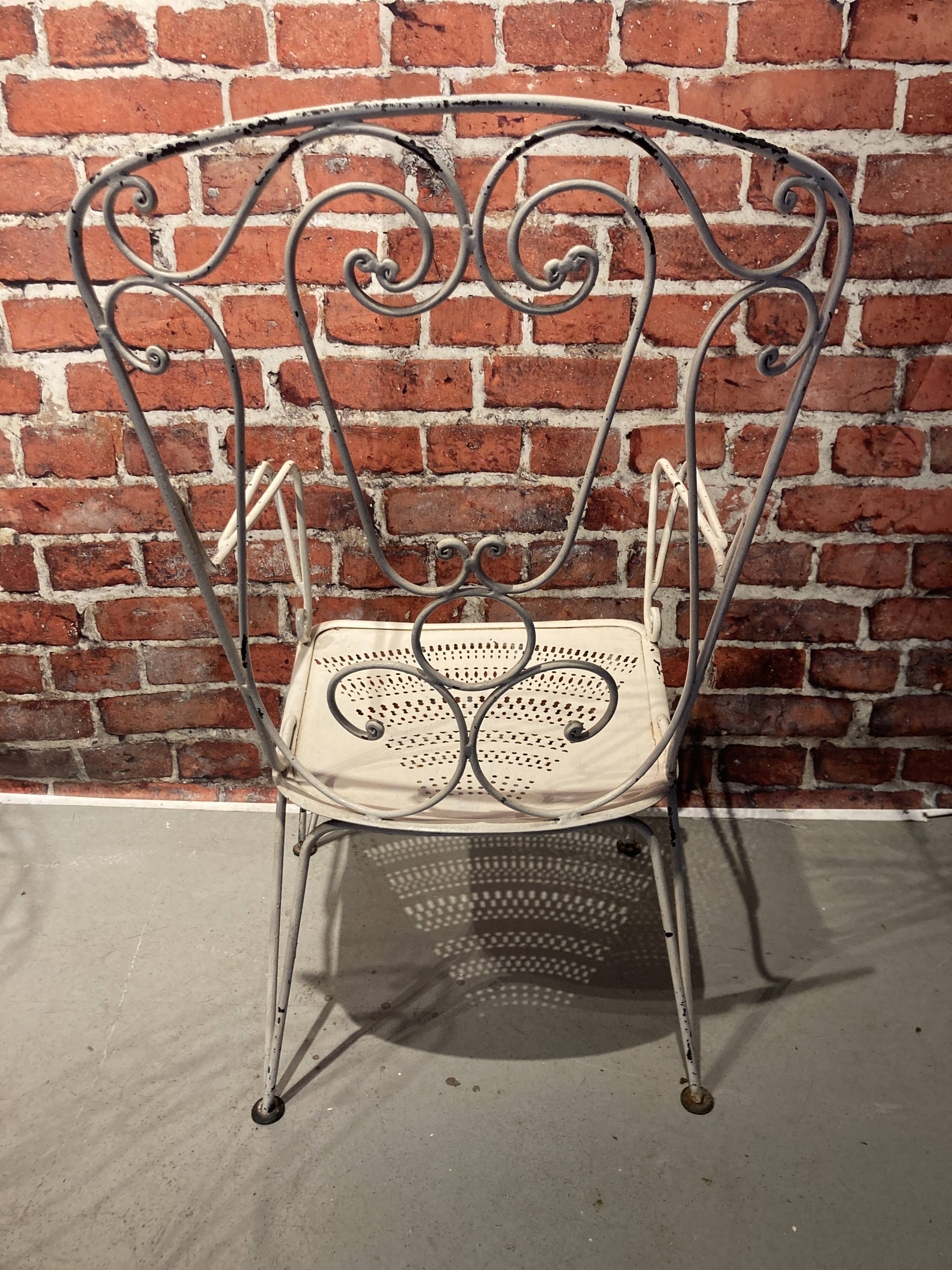 Wrought iron garden set painted white