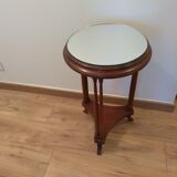 wooden console with mirrored tray