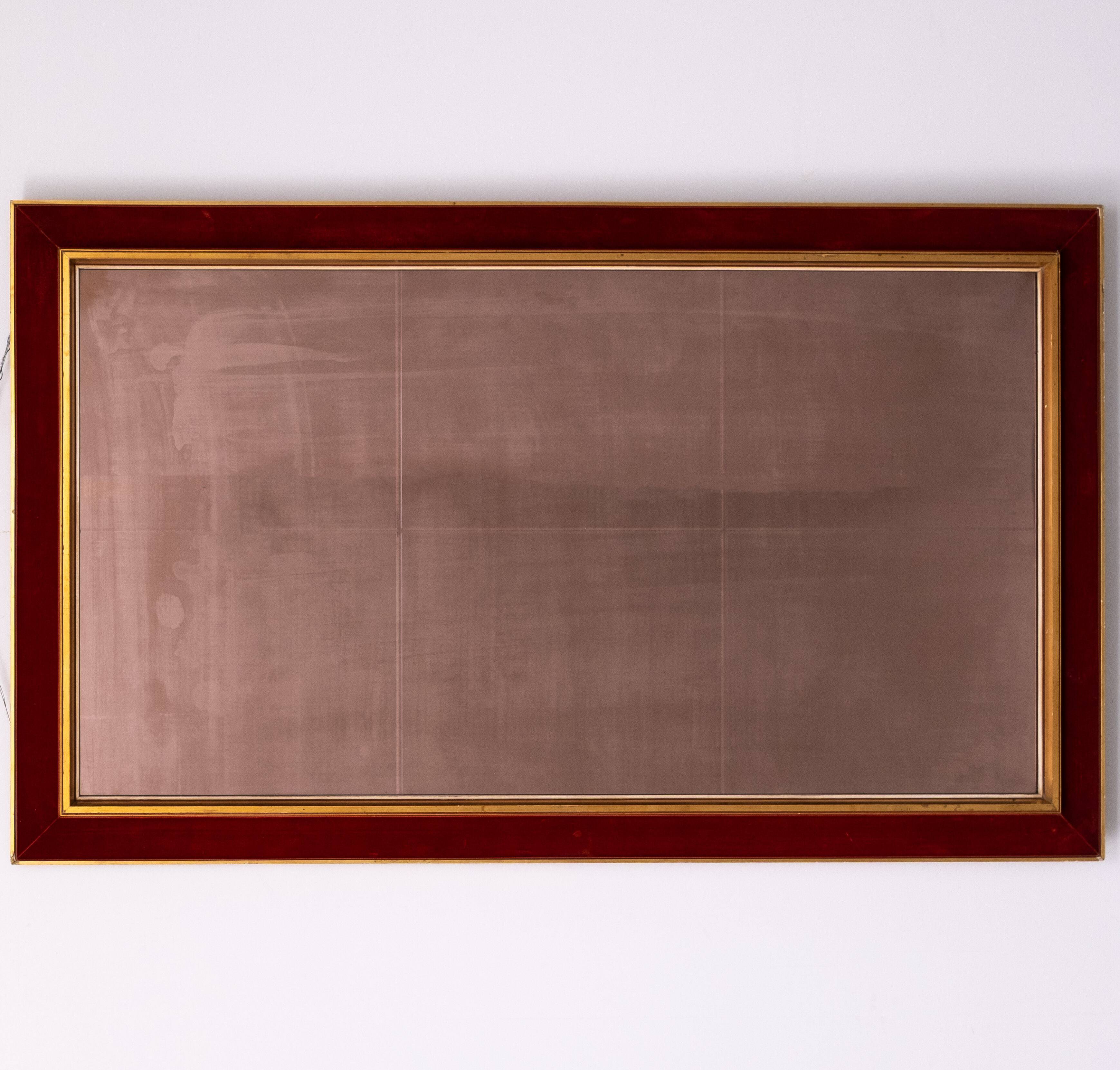 Large Red Velvet Bronze wall Mirror 1960s Italy Status: