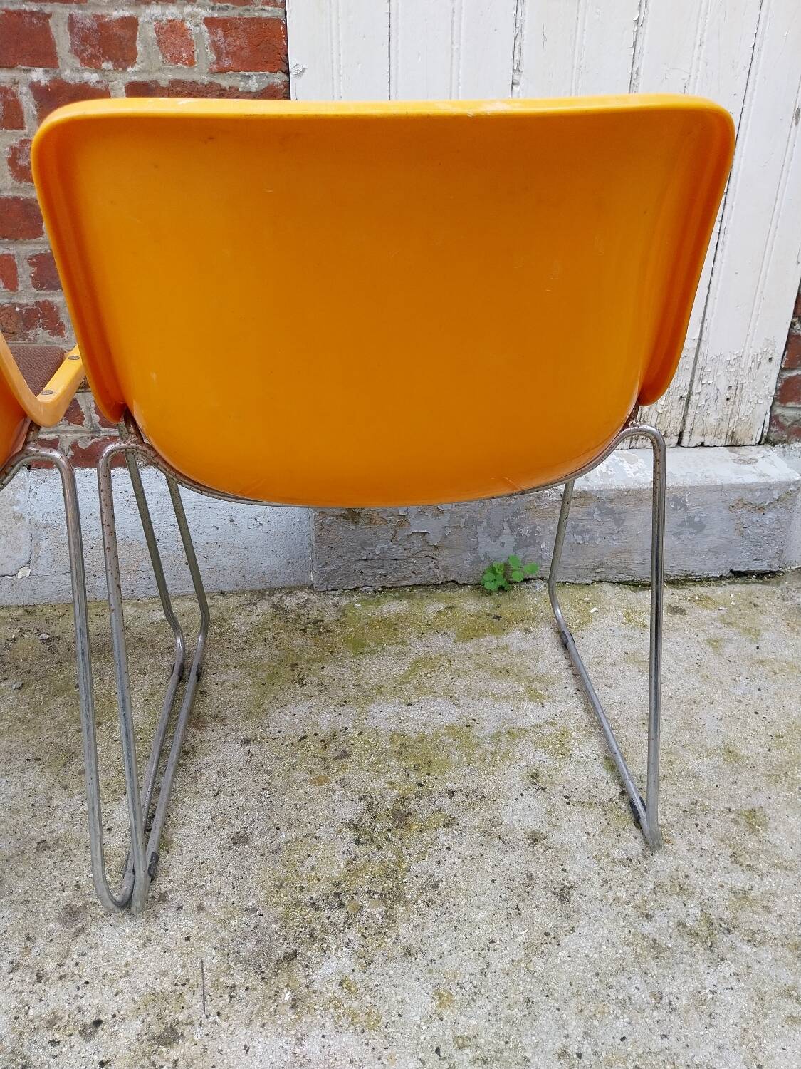 Paire de chaises traineaux Orange