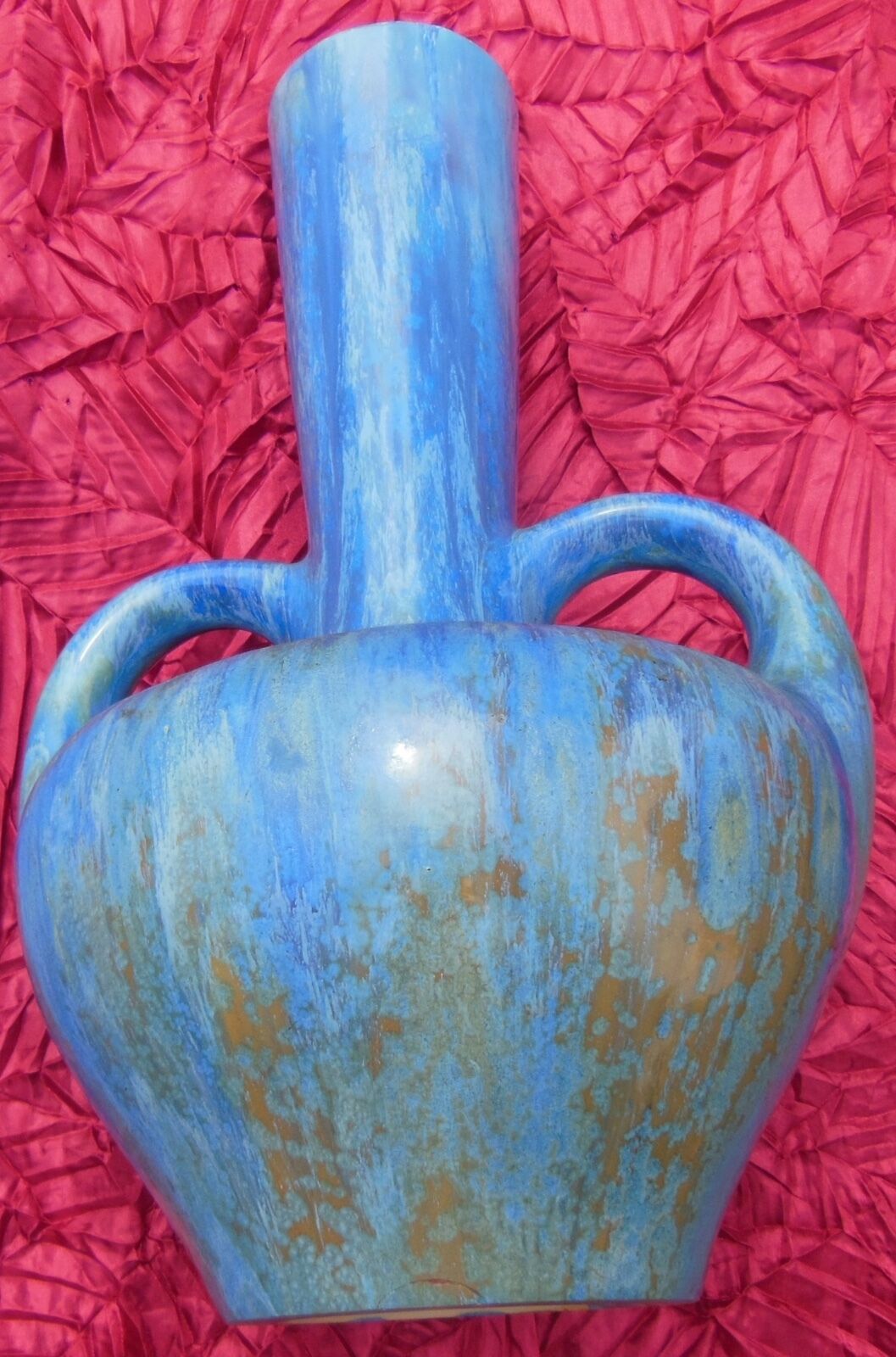 Ceramic Vase Pierrefonds stoneware Art Deco, signed with VERY LARGE SIZE HELMET!