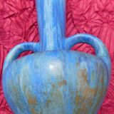 Ceramic Vase Pierrefonds stoneware Art Deco, signed with VERY LARGE SIZE HELMET!