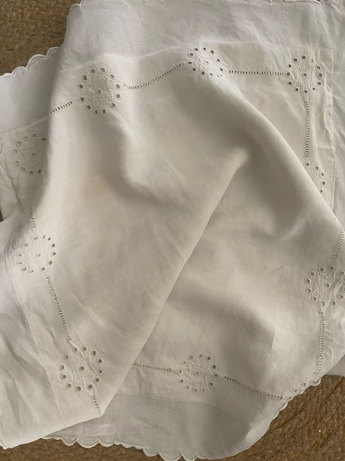 Embroidered openwork pillowcase, early 20th century.