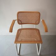 B64 armchair in white metal and canning by Marcel Breuer, Italy