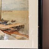 Orientalist watercolor, animated landscape, Mediterranean port