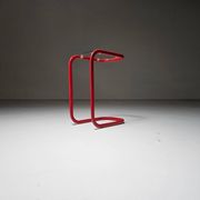 C.I.C. postmodern from the 1980s in red lacquered metal and glass