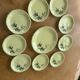 Cake set in yellow earthenware pattern black tulips ceranord Saint-Amand Vintage