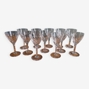 12 verres à vin cristal taillé val saint-lambert service nestor hauteur 13,7 cm