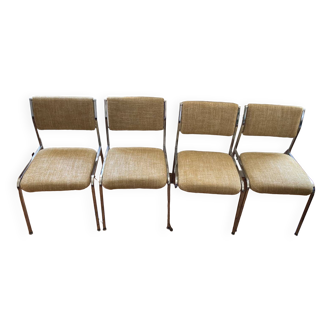4 70s chairs in Pierre Frey fabric