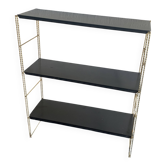 Vintage 1960s String wall shelf, black and gold - 60 x 48 cm