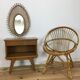 Mirror sun rattan 61 x 42 cm painted golden