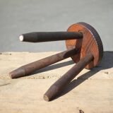 Vintage stool, wooden stool, tripod stool, brutalist, plant holder