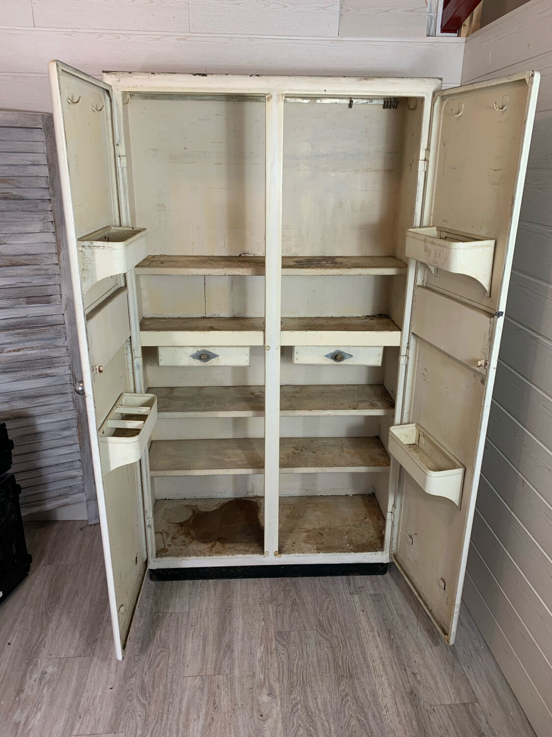 Vintage industrial style metal cabinet