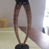 Iron and rattan candle holder
