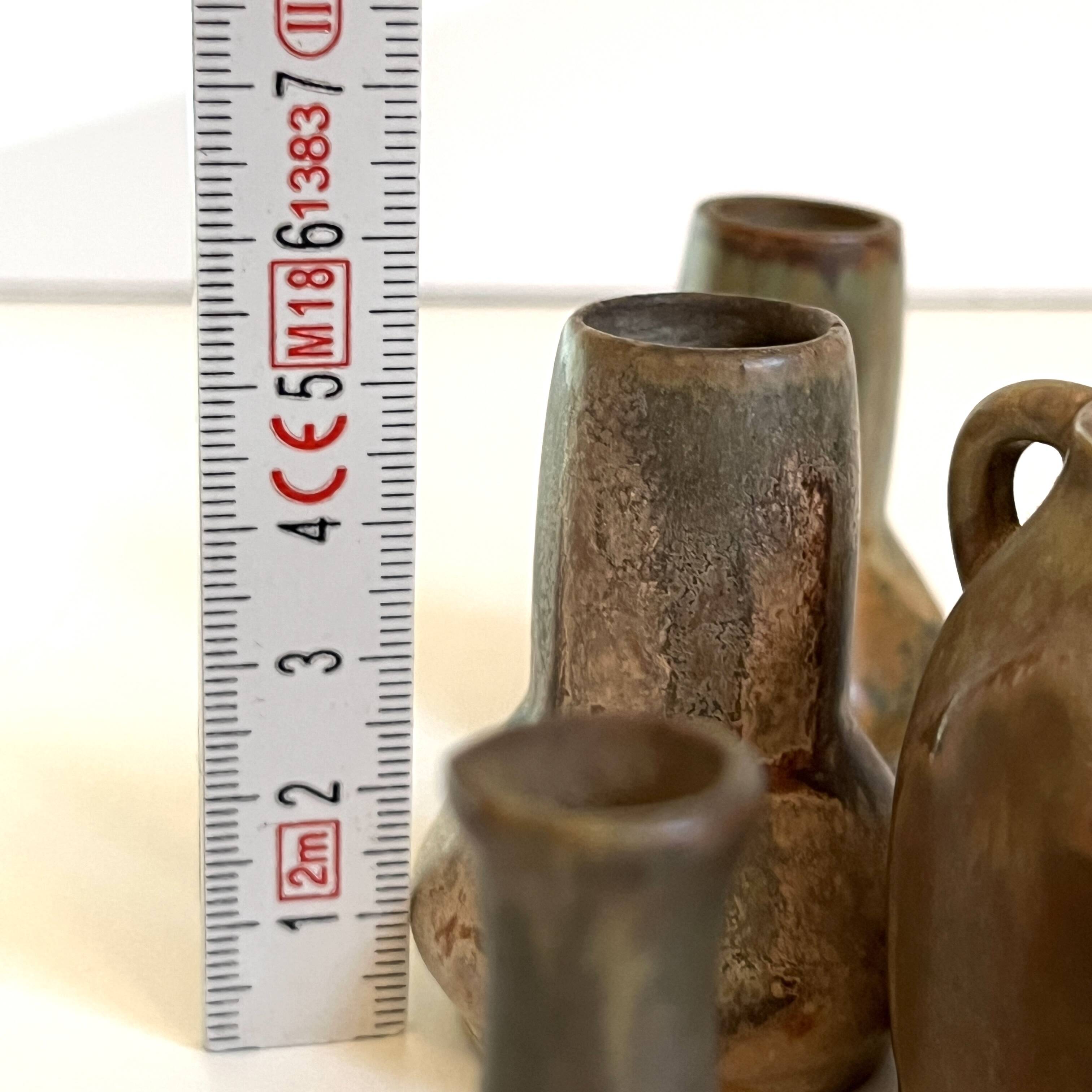 Set of 7 miniature stoneware vases, Denbac & Charles Greber, France, early 20th century