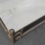 Large Wicker “Attila” Series Coffee Table with marble top by Gasparucci Ita