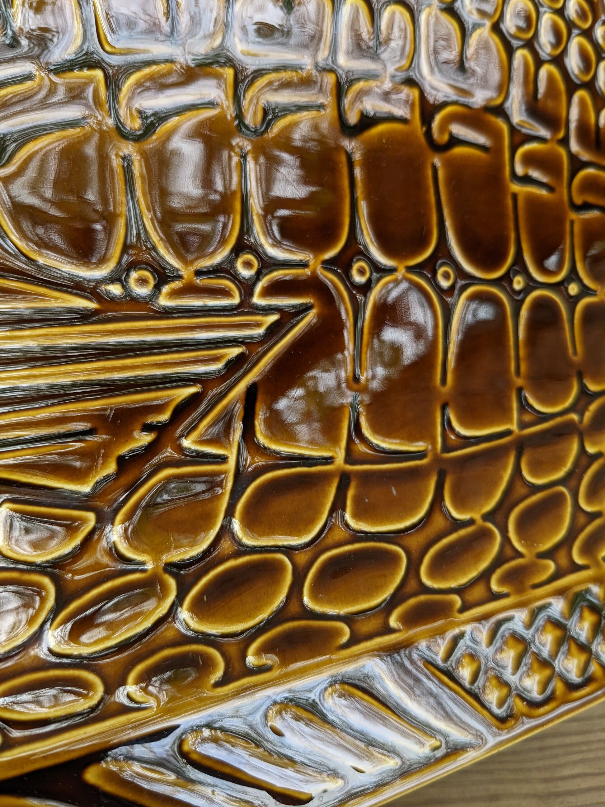 Dish fish vintage ceramic brown 60 cm