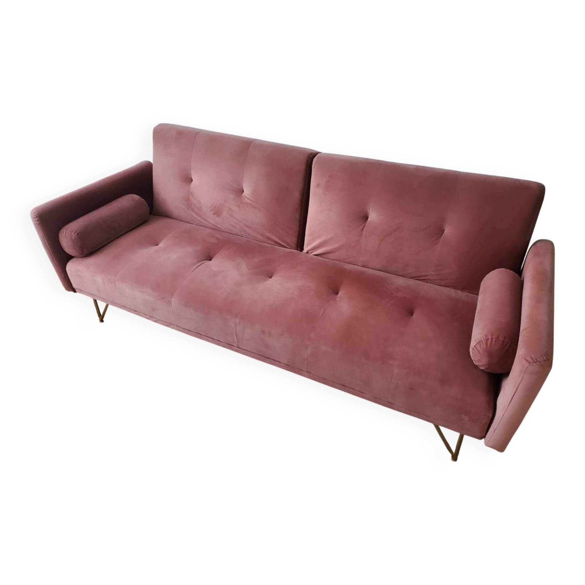 Powder pink convertible sofa
