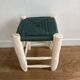 Tabouret marocain beldi en nylon vert émeraude et bois