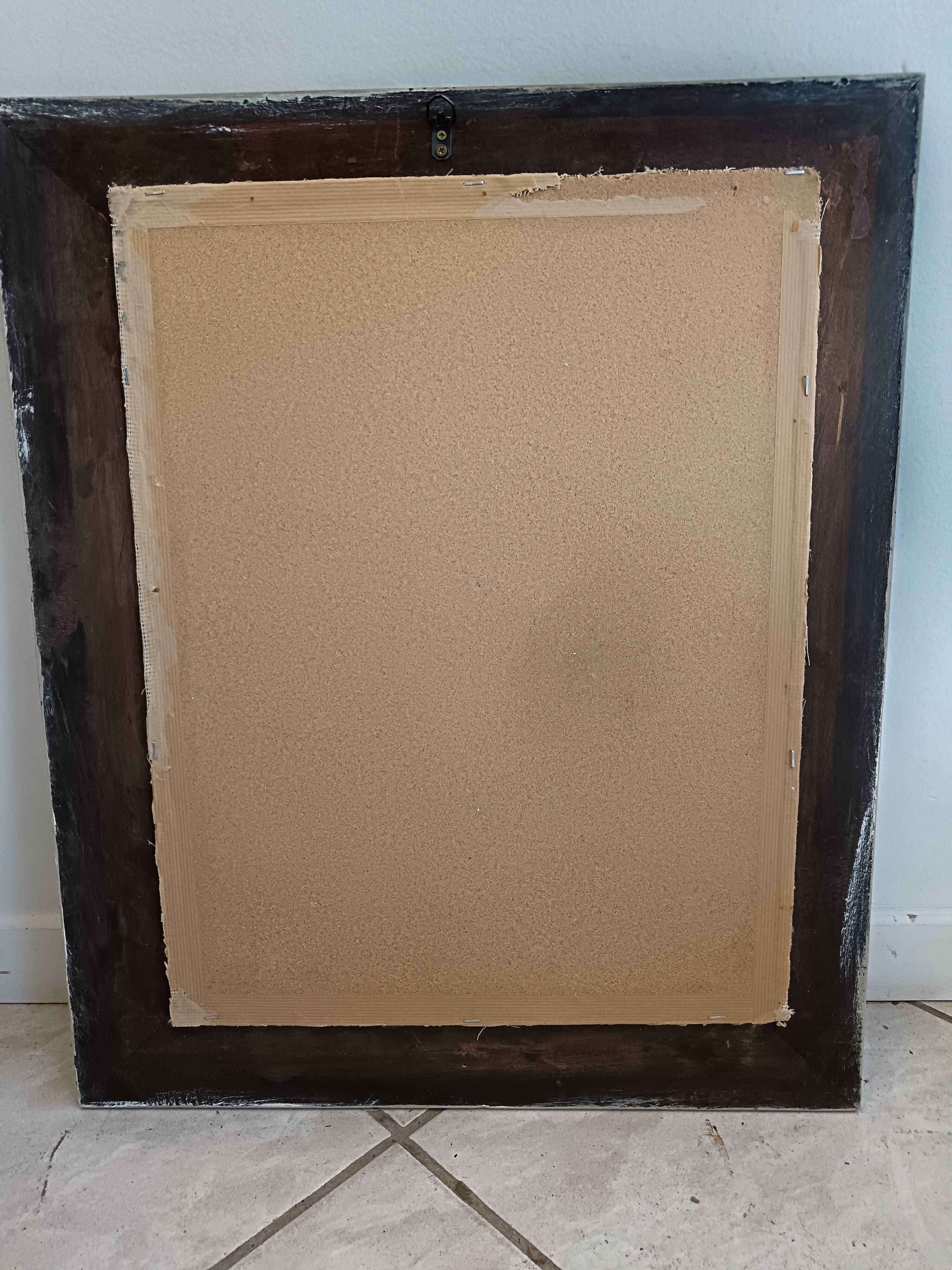 Wooden mirror with patinated beige knot